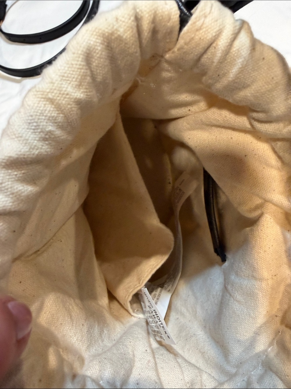 Zara Black Leather Paneled Bucket Bag Optional Crossbody Cream Colored Insert - Picture 12 of 12
